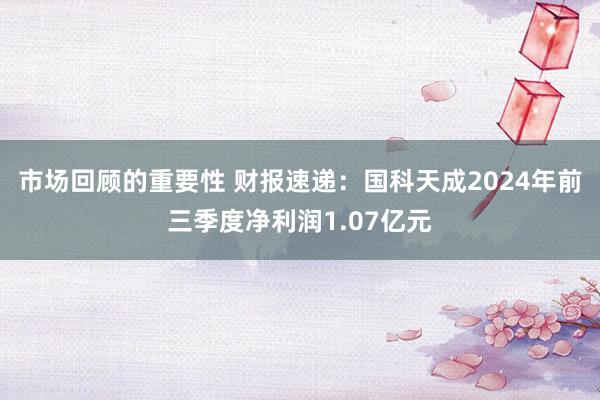 市场回顾的重要性 财报速递：国科天成2024年前三季度净利润1.07亿元