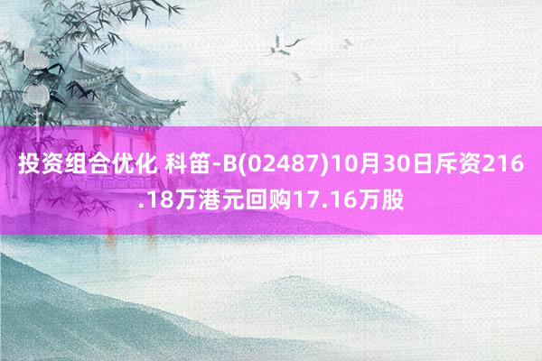 投资组合优化 科笛-B(02487)10月30日斥资216.18万港元回购17.16万股