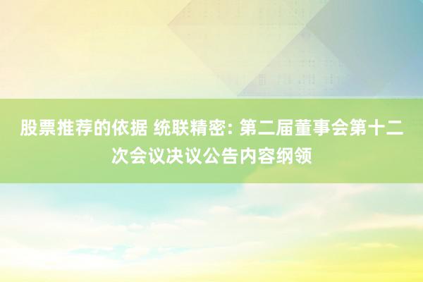 股票推荐的依据 统联精密: 第二届董事会第十二次会议决议公告内容纲领