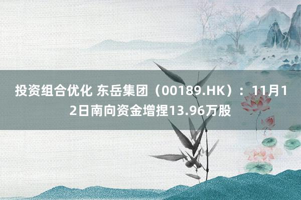 投资组合优化 东岳集团（00189.HK）：11月12日南向资金增捏13.96万股