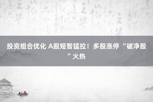 投资组合优化 A股短暂猛拉！多股涨停 “破净股”火热