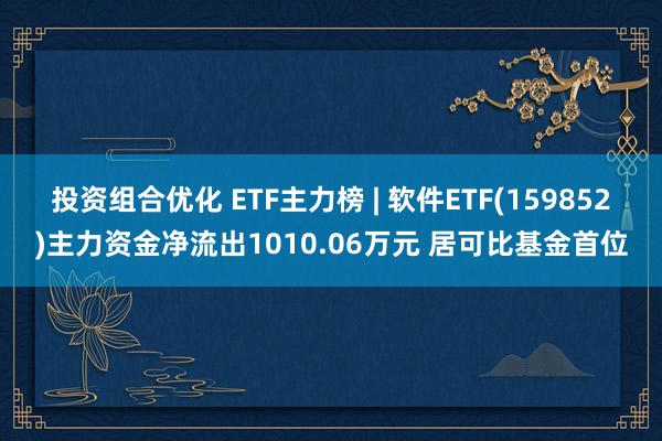 投资组合优化 ETF主力榜 | 软件ETF(159852)主力资金净流出1010.06万元 居可比基金首位