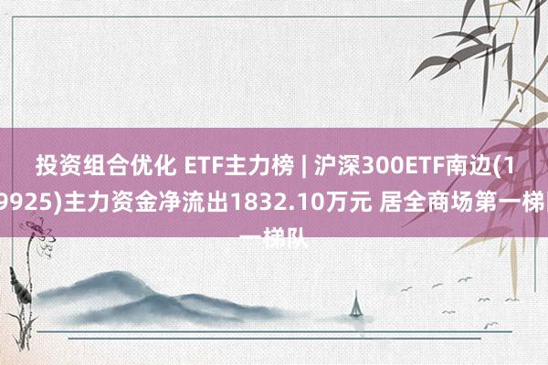 投资组合优化 ETF主力榜 | 沪深300ETF南边(159925)主力资金净流出1832.10万元 居全商场第一梯队