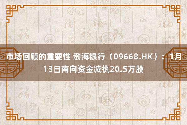 市场回顾的重要性 渤海银行（09668.HK）：1月13日南向资金减执20.5万股