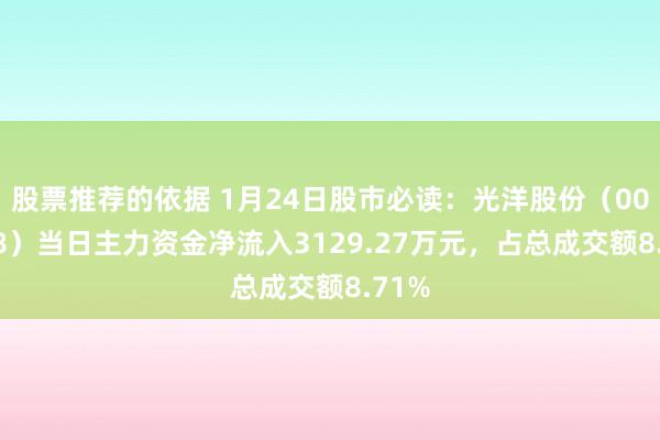 股票推荐的依据 1月24日股市必读：光洋股份（002708）当日主力资金净流入3129.27万元，占总成交额8.71%