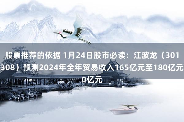 股票推荐的依据 1月24日股市必读：江波龙（301308）预测2024年全年贸易收入165亿元至180亿元