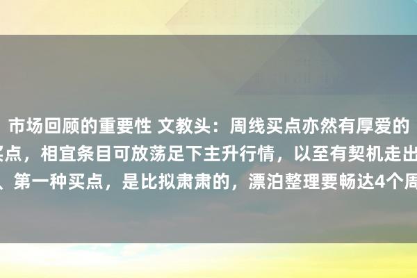 市场回顾的重要性 文教头：周线买点亦然有厚爱的，共享其中的3个浩大买点，相宜条目可放荡足下主升行情，以至有契机走出连板。 1、第一种买点，是比拟肃肃的，漂泊整理要畅达4个周K，收线在10周线上，这是主力...