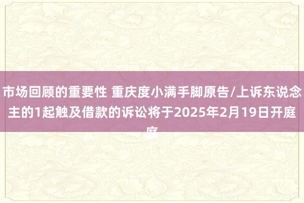 市场回顾的重要性 重庆度小满手脚原告/上诉东说念主的1起触及借款的诉讼将于2025年2月19日开庭