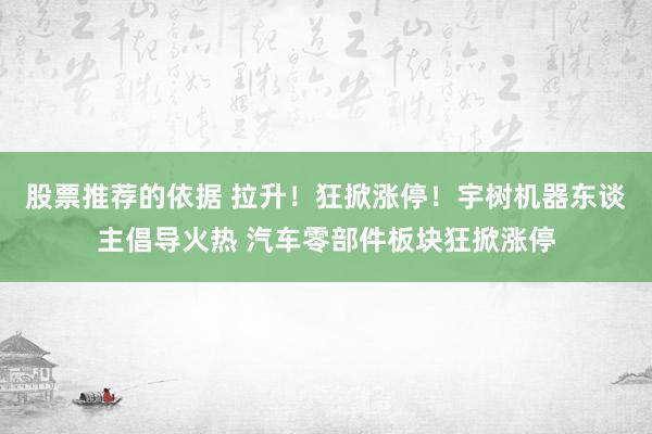 股票推荐的依据 拉升！狂掀涨停！宇树机器东谈主倡导火热 汽车零部件板块狂掀涨停