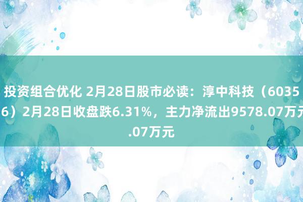 投资组合优化 2月28日股市必读：淳中科技（603516）2月28日收盘跌6.31%，主力净流出9578.07万元