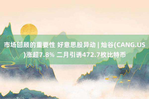 市场回顾的重要性 好意思股异动 | 灿谷(CANG.US)涨超7.8% 二月引诱472.7枚比特币