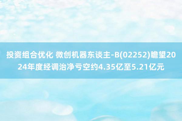 投资组合优化 微创机器东谈主-B(02252)瞻望2024年度经调治净亏空约4.35亿至5.21亿元