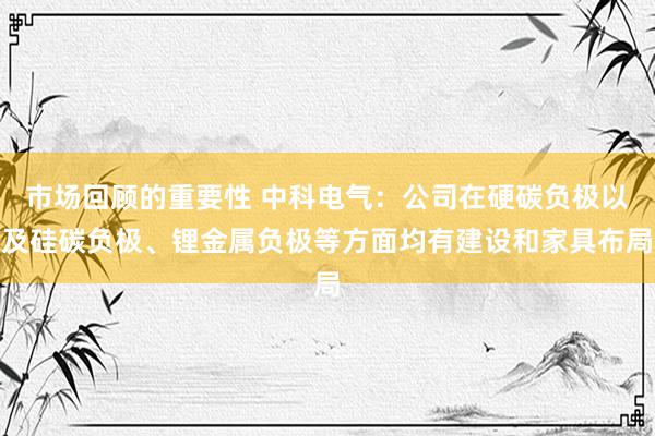 市场回顾的重要性 中科电气：公司在硬碳负极以及硅碳负极、锂金属负极等方面均有建设和家具布局