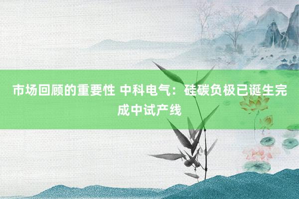 市场回顾的重要性 中科电气：硅碳负极已诞生完成中试产线