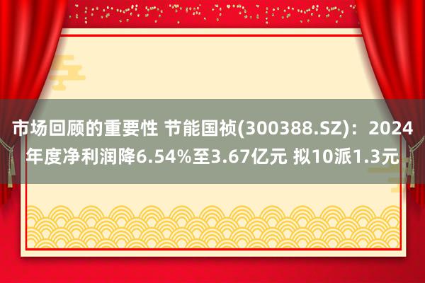 市场回顾的重要性 节能国祯(300388.SZ)：2024年度净利润降6.54%至3.67亿元 拟10派1.3元